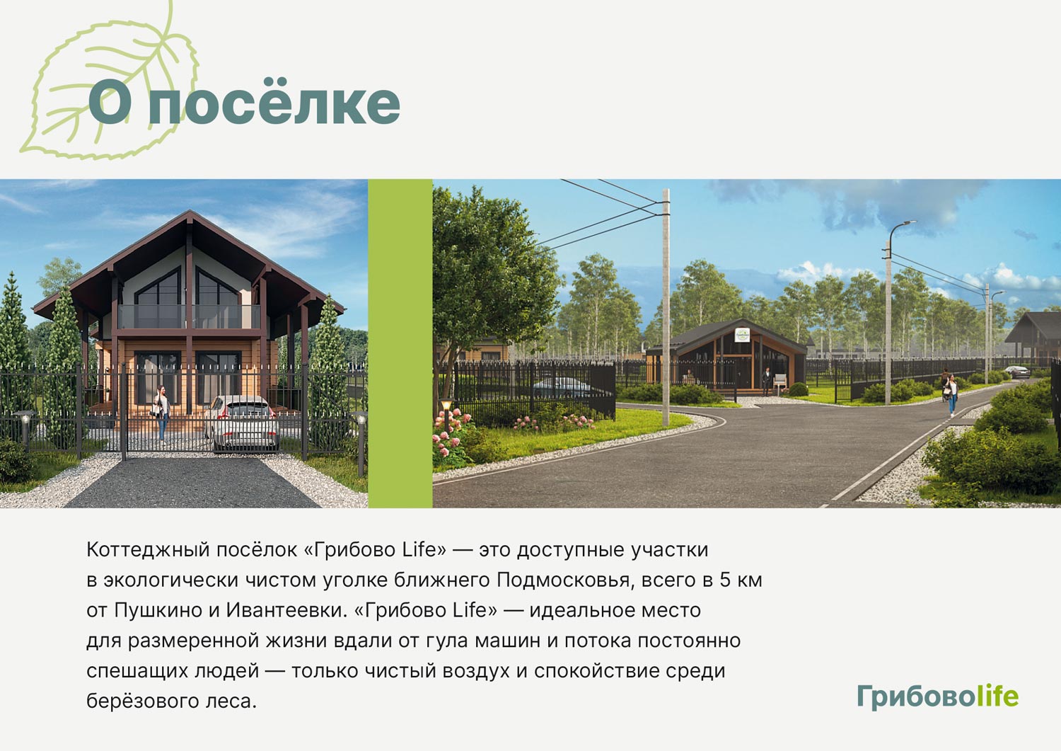 Презентация коттеджного посёлка «Грибово лайф»