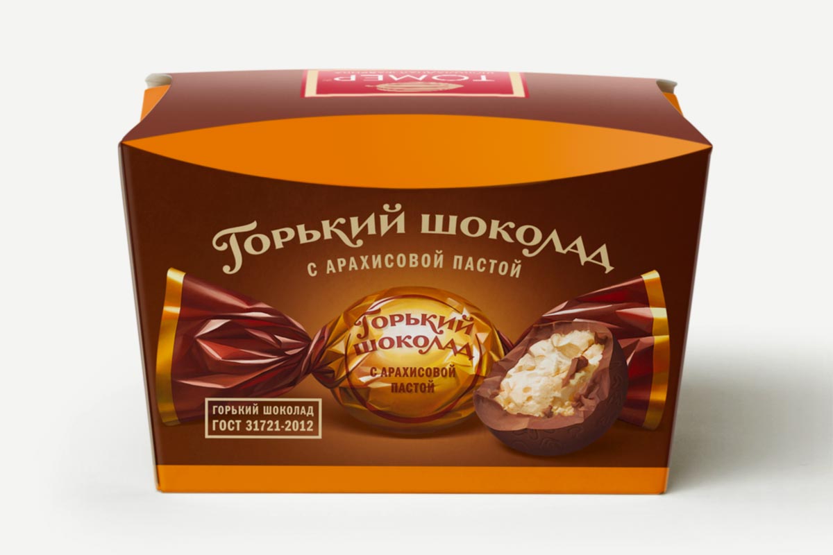 Коробки «Горький шоколад с ореховой пастой»